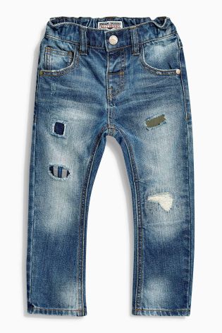 Denim Mid Blue Rip And Repair Jeans (3mths-6yrs)